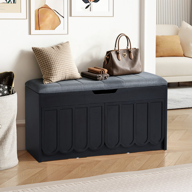 Banc de rangement rembourré pour chaussures, Black