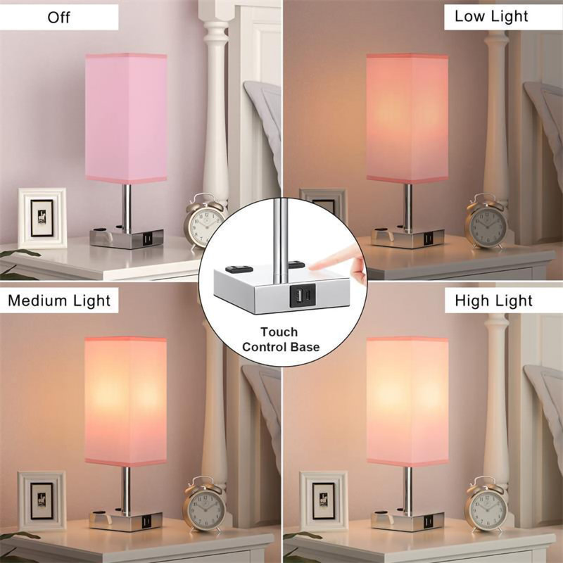 Lampe de table USB en métal Jarred, Rose