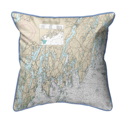 Nautical Map Outdoor Reversible Throw Pillow