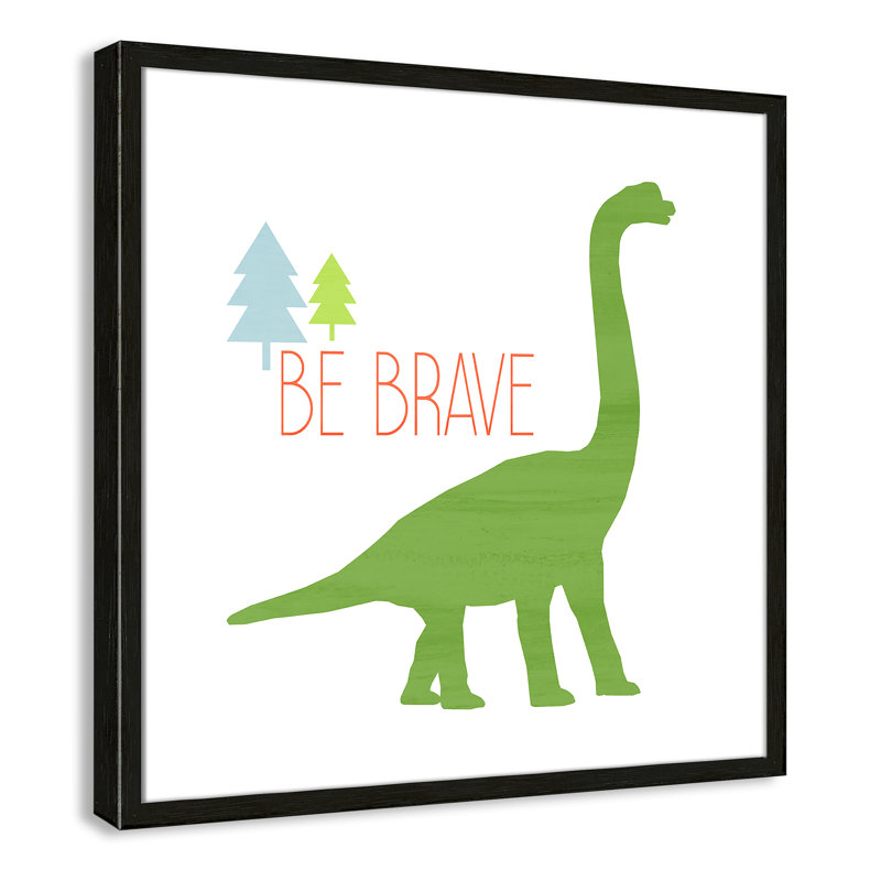 Dino Brave 1 ', art encadré, 22.5" H x 22.5" W x 1.18" D, Cadre boîte à grain de bois noir