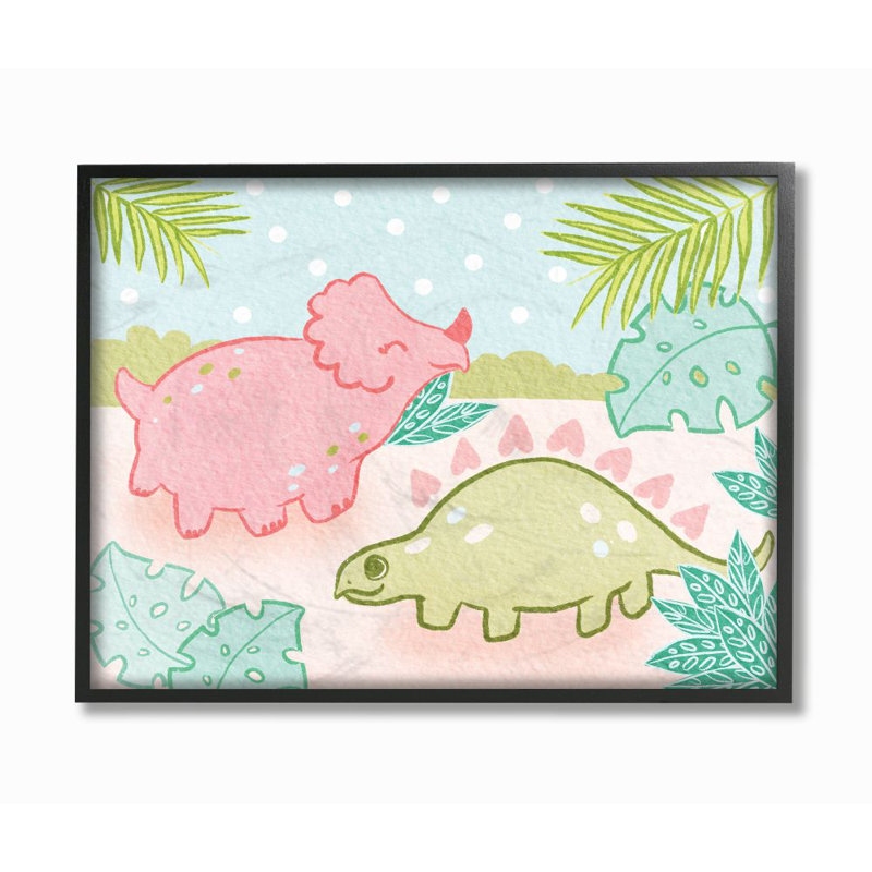 Elaxi, conception de dinosaures mignons pour enfants, Giclée encadrée noir minuit, H 24 po x l 30 po x P 1,5 po