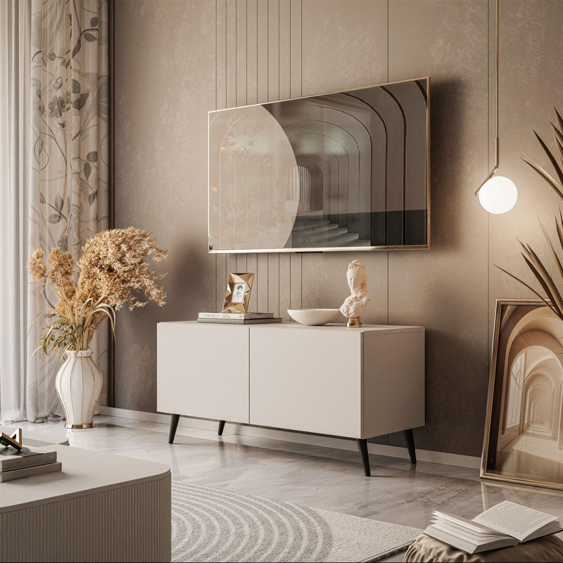 Koschwanez TV Cabinet for TVs up to 40", Cashmere with Black Legs