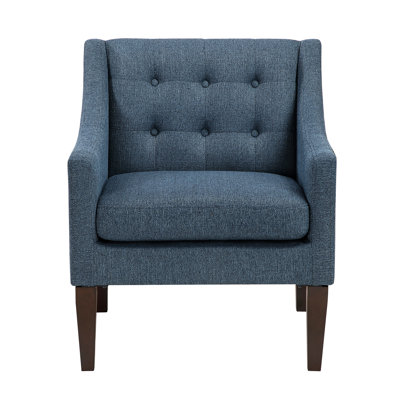 Contemporary Living Room Furniture 1Pc Accent Chair Blue Button-Tufted Fabric Upholstery