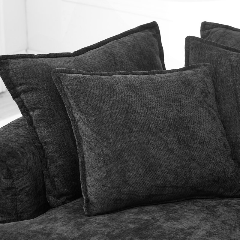 Canapé-lit rembourré à dossier plein et rembourré avec 8 coussins décoratifs pour le salon, noir, Noir