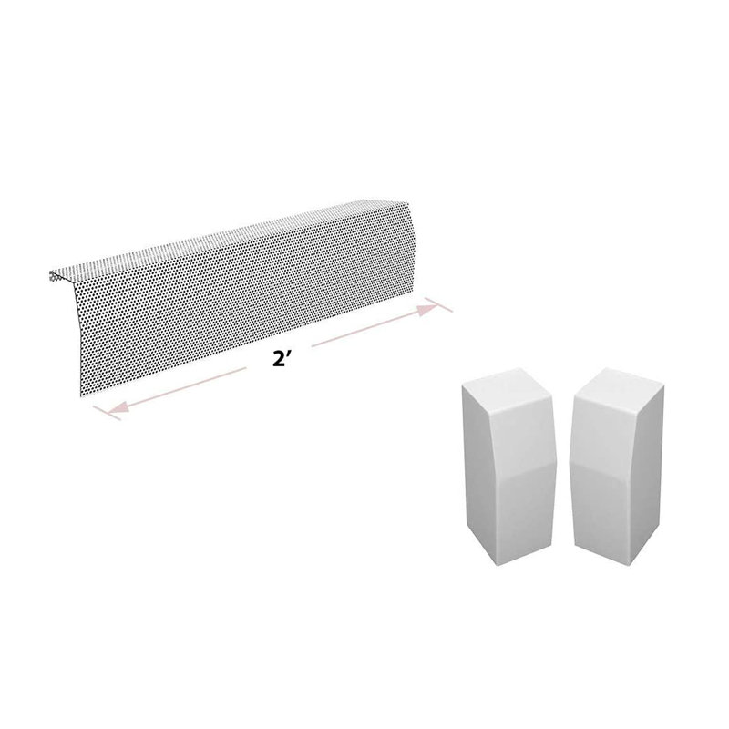 White Galvanized Steel 2 ft Slip-On Baseboard Heater Cover with Endcaps
