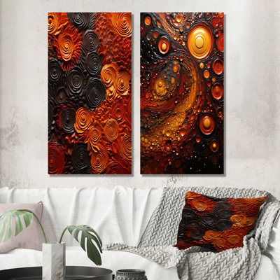 Volcanic Fusion Swirl II - Tachisme, ensemble de 2 impressions sur toile