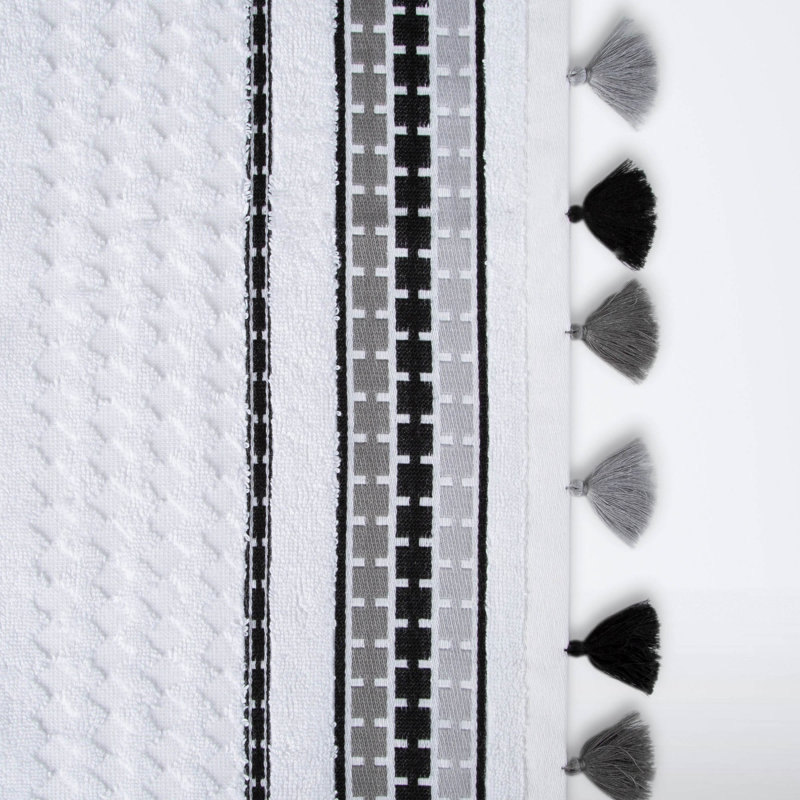 Serviette de bain Powley simple, Gris / blanc / noir