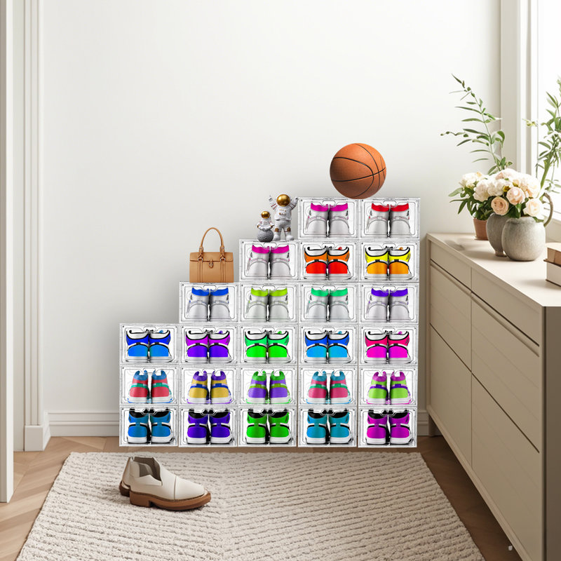 Boîte à chaussures 24 pièces, pour la maison, le vestibule, la chambre à coucher et la porte, Clair