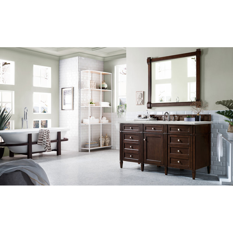 Brittany 60'' W Single Vanity, Burnished Mahogany, Eternal Jasmine Pearl