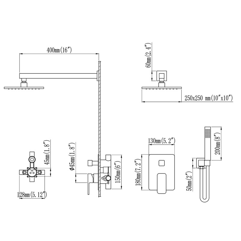 Robinet de douche avec valve brute