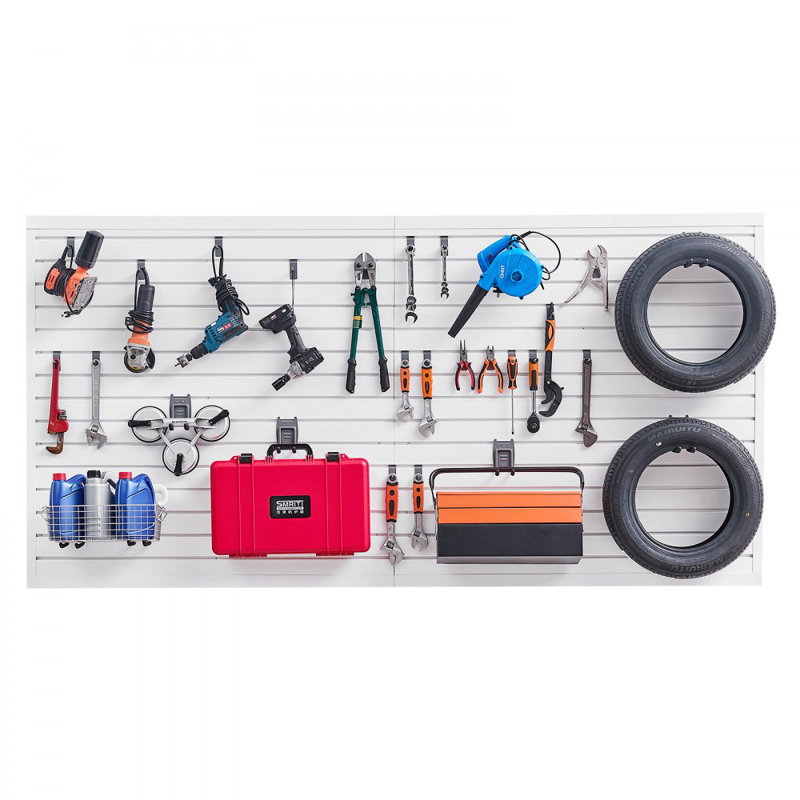 Panneau de lattes de garage en PVC 8 x 4 pi avec accessoires, Blanc