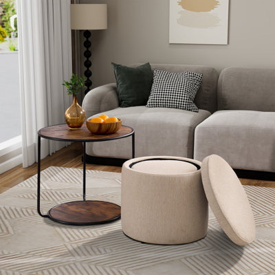 Coffee Table With Storage & 2 Ottoman