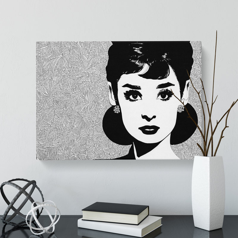 Audrey Hepburn Monochrome Vol.1 - Wrapped Canvas Painting, 35cm H x 50cm W x 3cm D