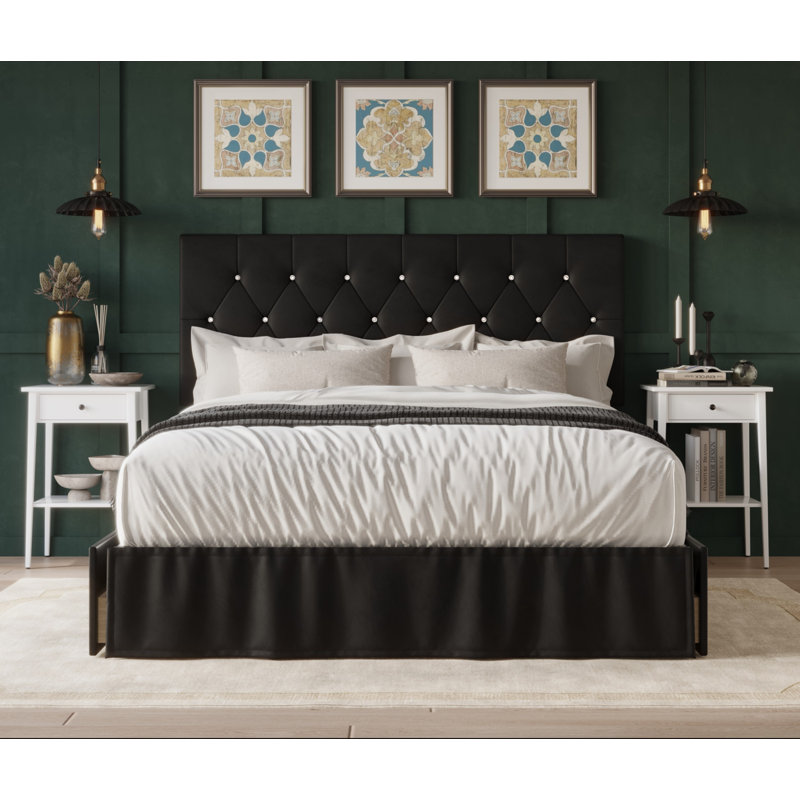 Tandy Upholstered Storage Bed, Black, Queen