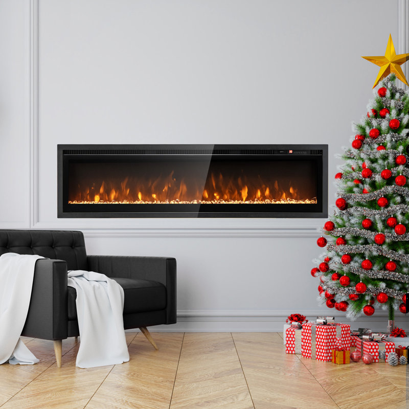 Metro Lane Black Electric Fireplace, 34.1cm H x 127cm W x 14.2cm D