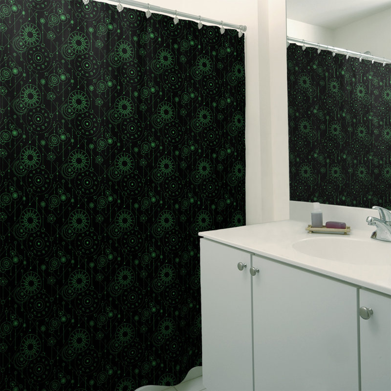Rideau de douche simple astrologie, Noir / Vert