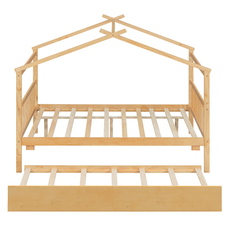 Lit double en bois avec lit gigogne simple