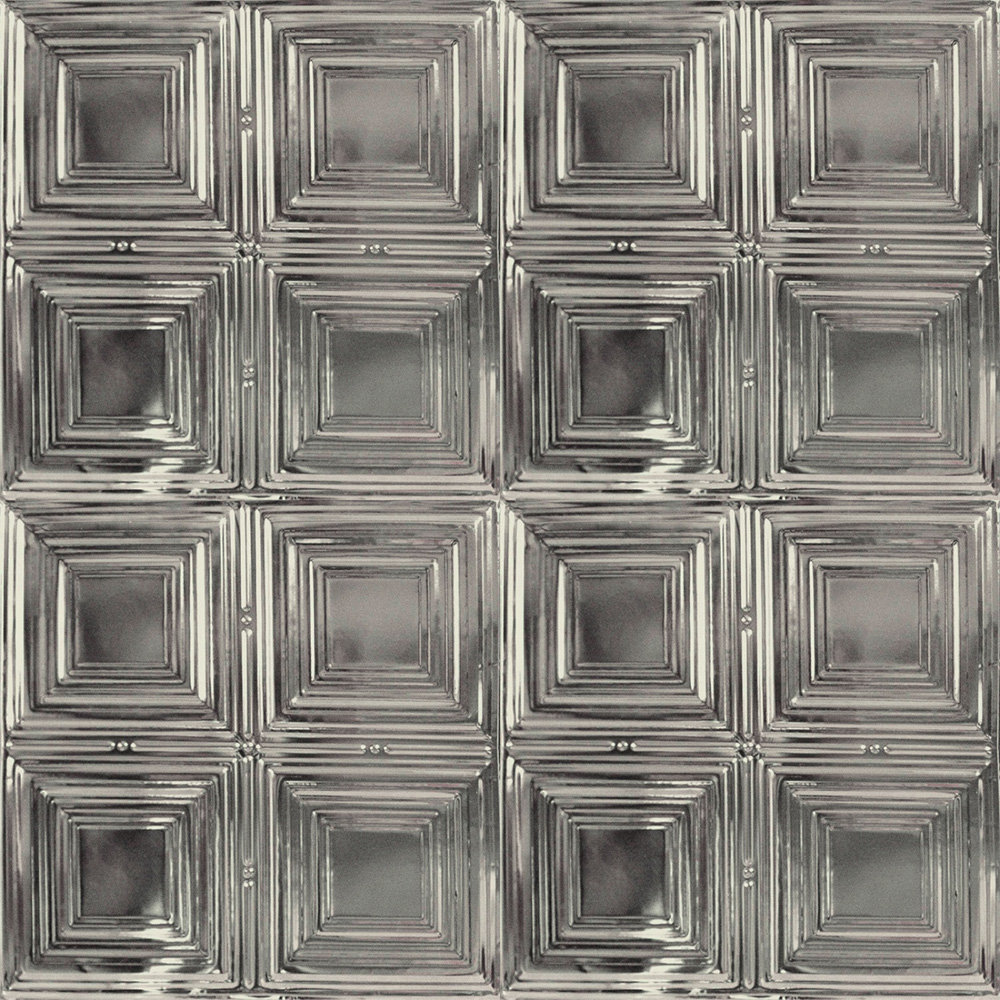 American Tin Cellings Pattern 2' x 2' (24" x 24") Metal Tin Nail-Up Ceiling Tiles and Wall Panels - Four Beveled Squares (Covers 20 Sq ft) (Set of 5) American Tin Ceilings