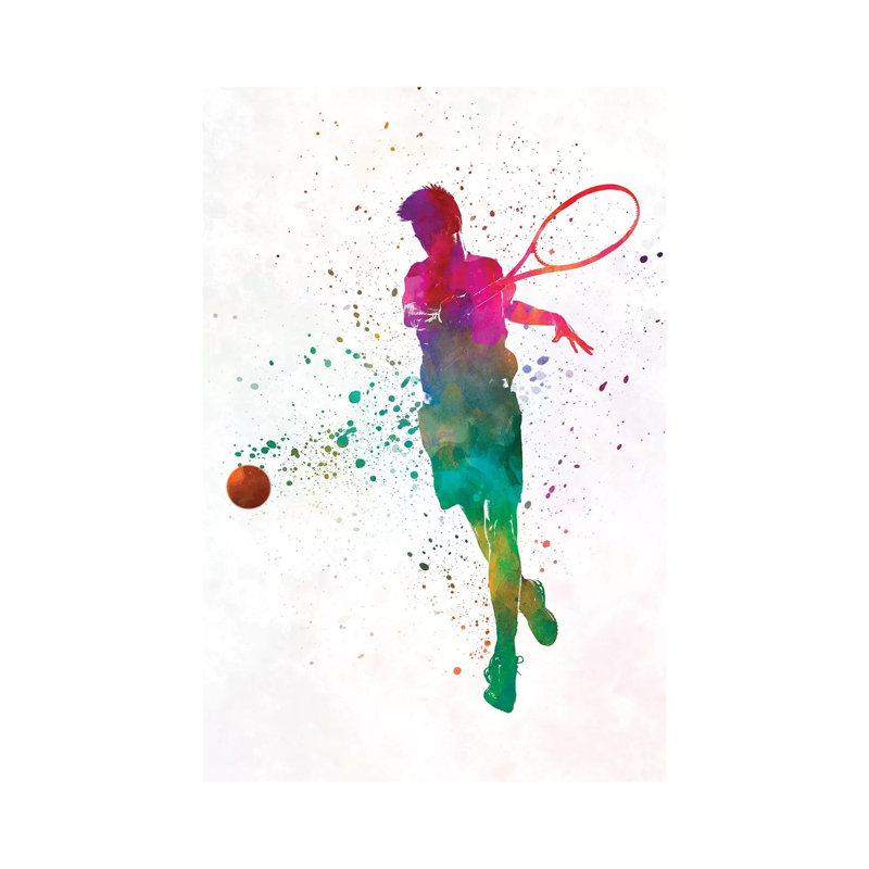 Man Tennis Player in Watercolour I 1 Piece Wrapped Canvas Painting, 101.6 cm H x 66.04 cm W x 3.175 cm D