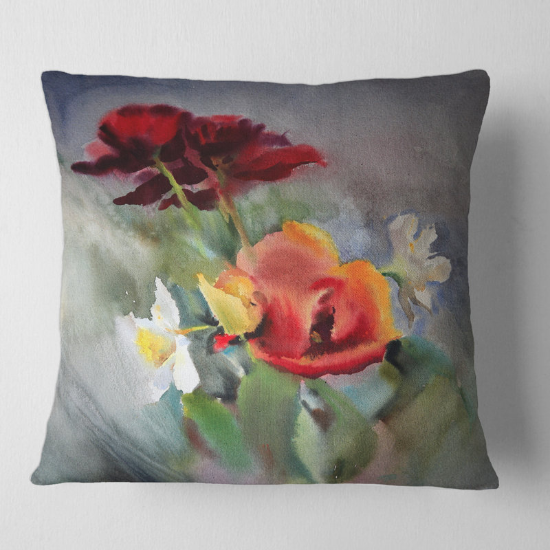 Housse de coussin carré et fleurs Blossoming Vibrant Wildflowers, 18" x 18"