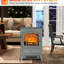 Foyer électrique de 22 po, gris - 750 W / 1500 W, flammes et bûches réalistes, protection contre la surchauffe, autoportant pour une chaleur de 216 pi2