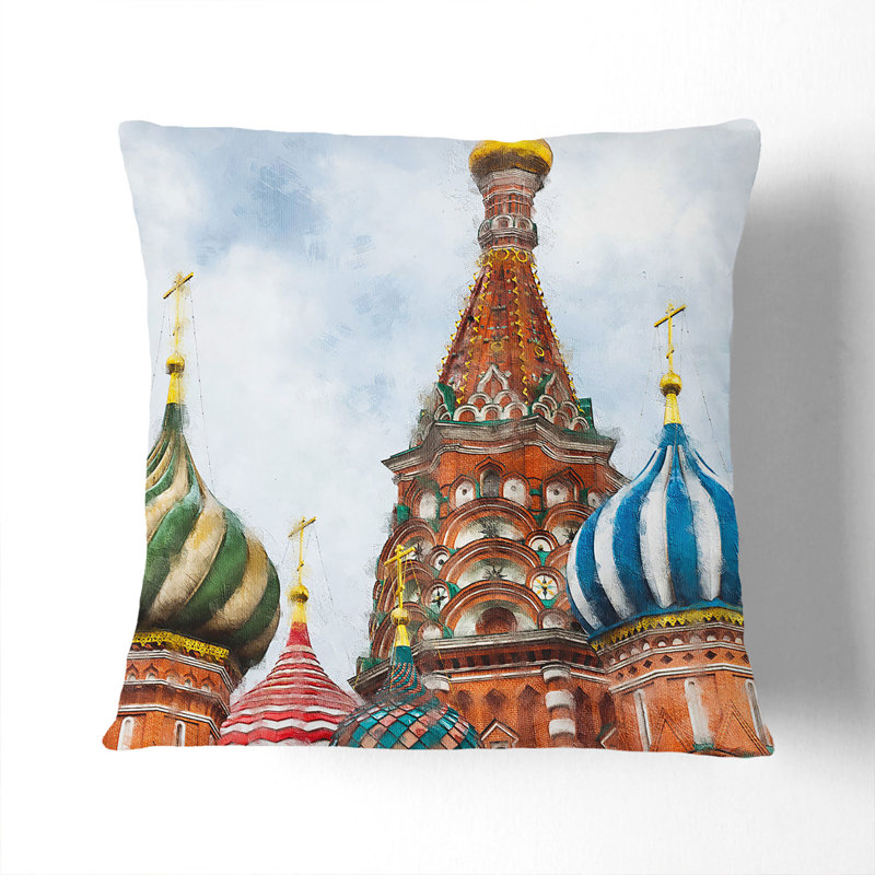 The St Basils Cathedral Russia Scatter Cushion with Filling, 40cm H x 40cm W x 15cm D