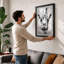 Giraffe Gaze Minimalist 1 Piece Single Picture Frame Wall Art-136696823-136696825