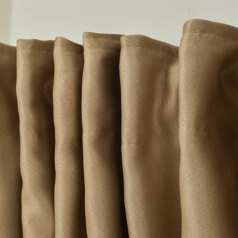 Extra Wide & Extra Long Custom Made Solid Color Room Darkening Single Curtain Panel, Barley, 100" W x 168" L