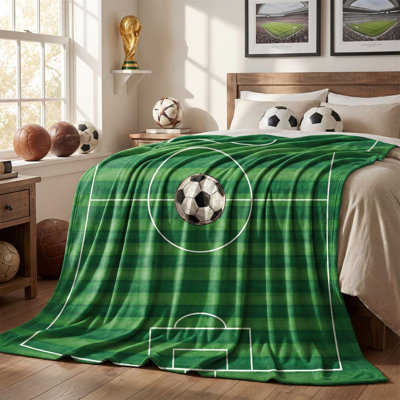Jeté en flanelle de soccer, couvertures en molleton douillet, pelucheuses, douces et douces pour le canapé-lit, cadeaux idéaux pour les adultes, 50 x 40