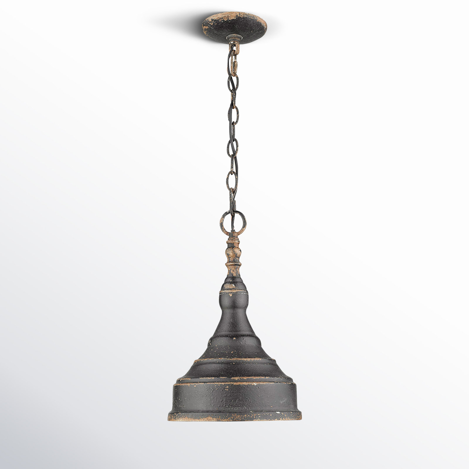 Claudette Single Light Steel Dimmable Pendant, Antique Black Iron