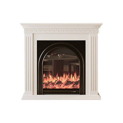 Beige Solid Wood Electric Fireplace