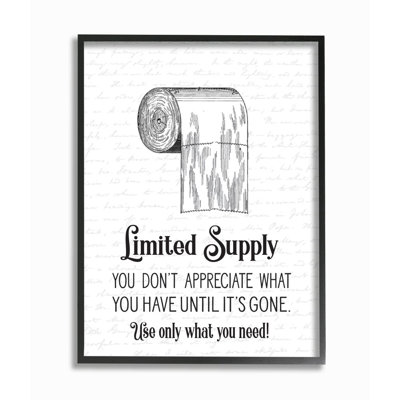 " Funny Limited Supply Bathroom Toilet Paper Home Quote " by Ziwei Li