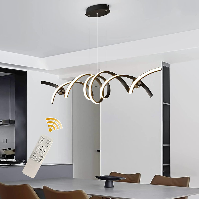 Luminaire suspendu linéaire à 2 lumières pour îlot de cuisine Annchen, Matte Black