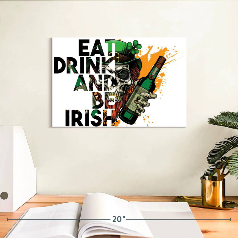 Lelend Eat Drink And Be Irish Skull, H 8 po x l 12 po