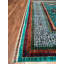 Tapis en laine et coton bleu sarcelle original noué à la main à motif mamelouk
