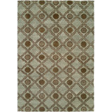 Wool Geometric Area Rug in Light Blue
