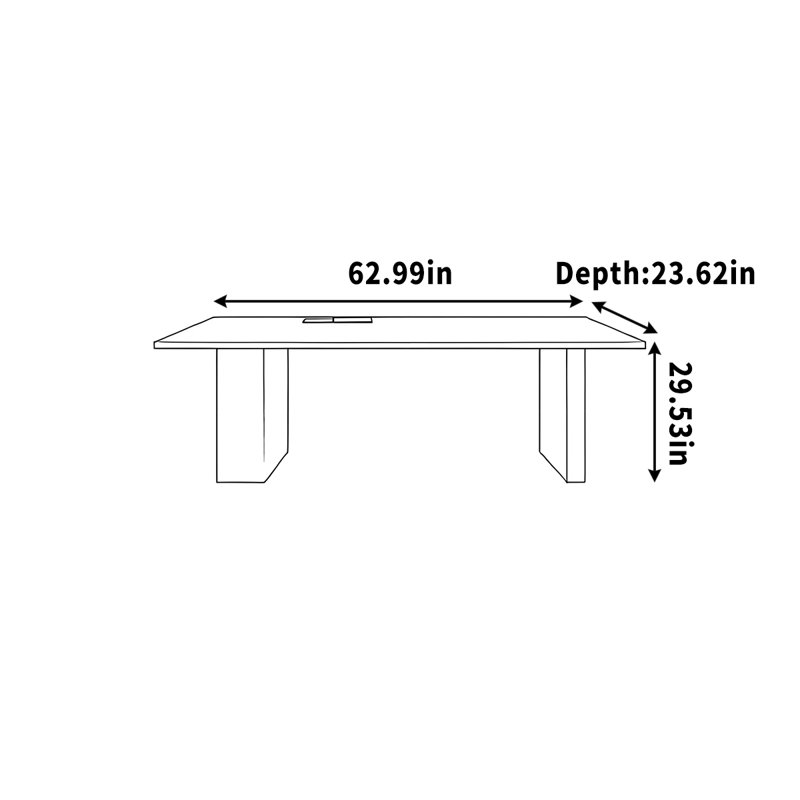 Bureau fluorescent en bois massif noir, H 29,53 po x l 62,99 po x P 23,62 po