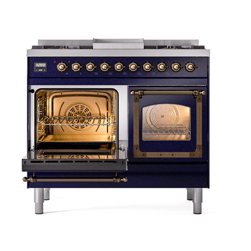 ILVE Nostalgie II Noblesse 40 in Dual Fuel Range, Midnight Blue/Bronze, Natural Gas
