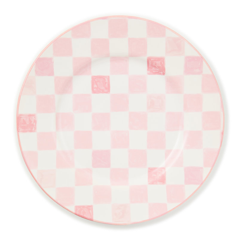 Pink Check Dinner Plate, Pink