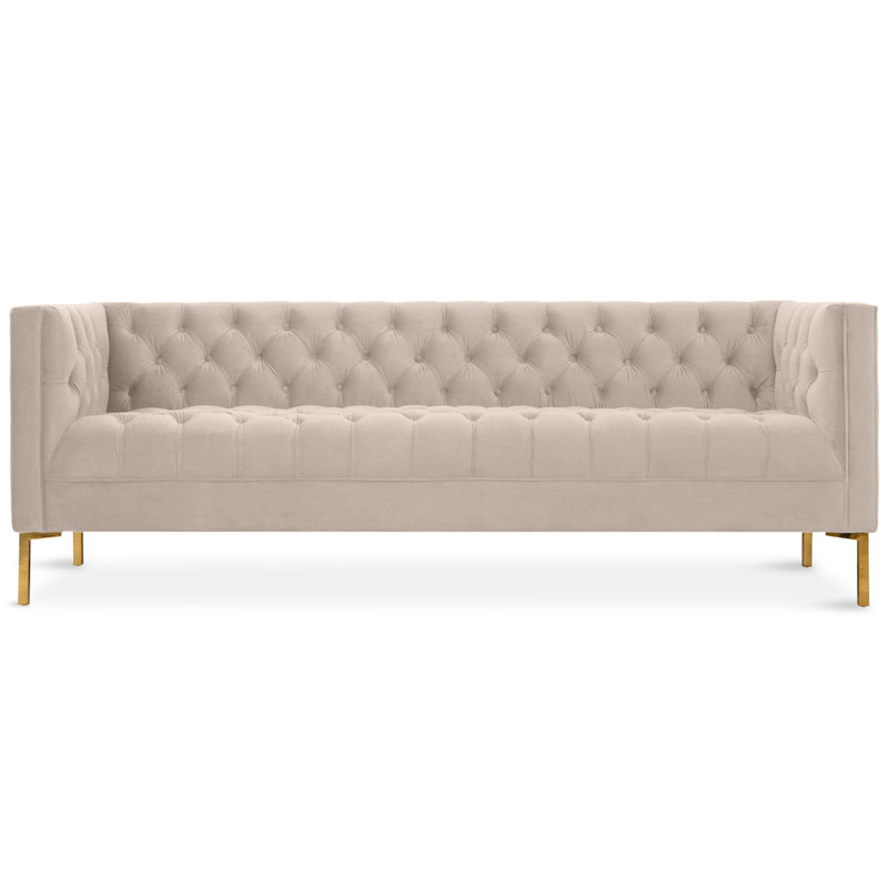 Canapé à accoudoirs carrés en velours 82,5 po Dunkelberger, Gris foncé