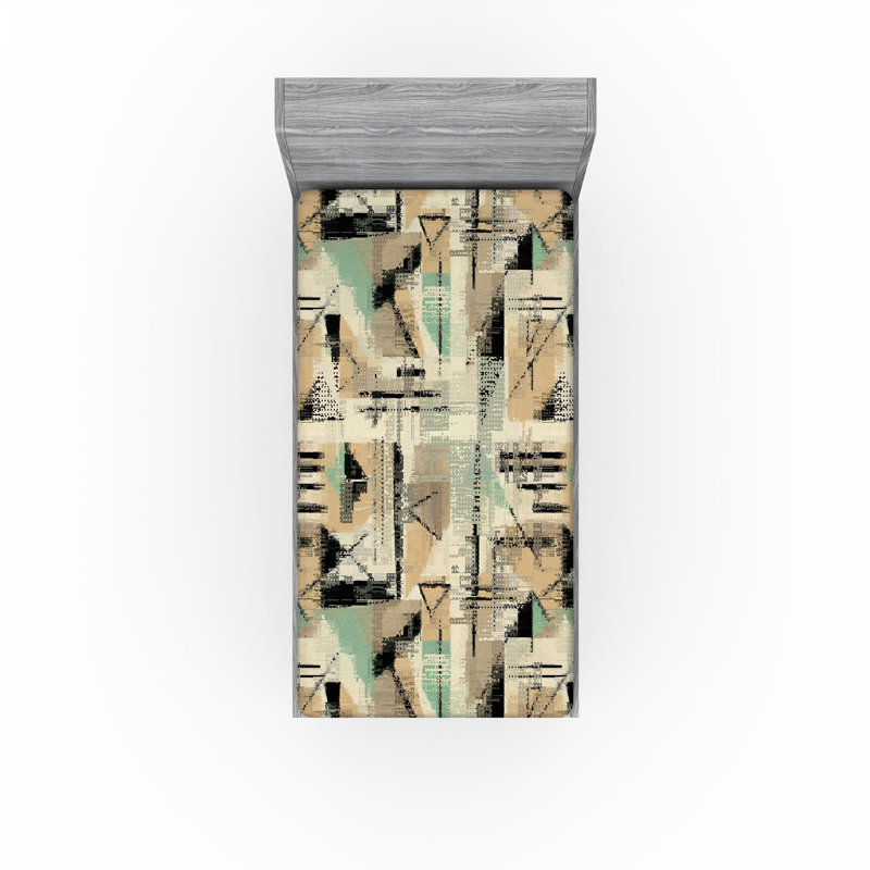 Drap-housse rustique Ambesonne, Vert mer, kaki foncé / abstrait, Drap-housse simple TG