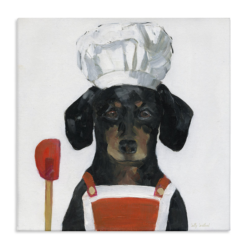Art mural sur toile Kitchen Kitchen Dog, conception par Sally Swatland, H 30 po x l 30 po