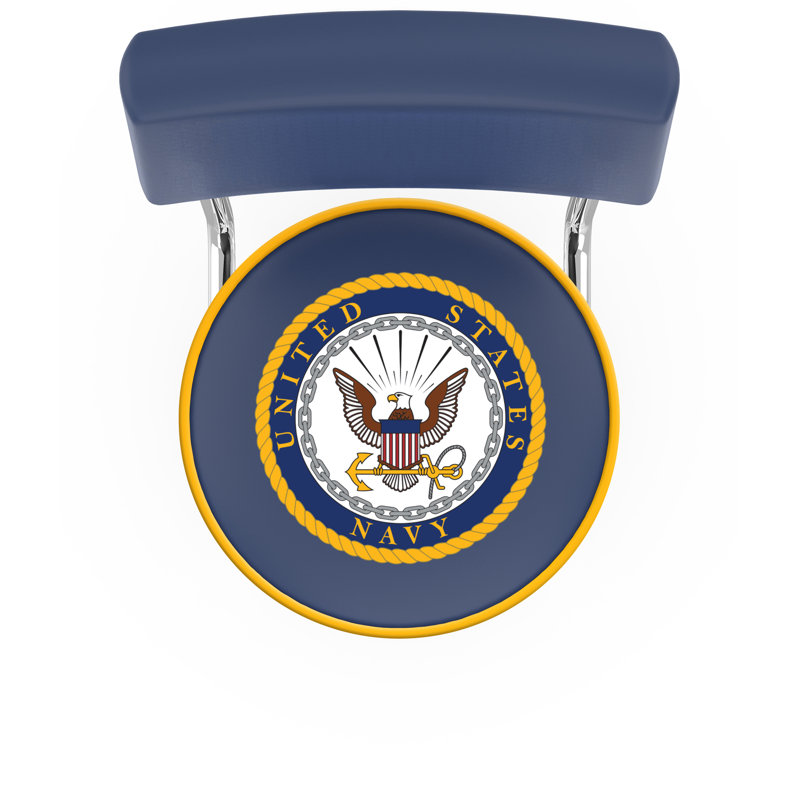 Millitary Swivel Bar Stool, Navy