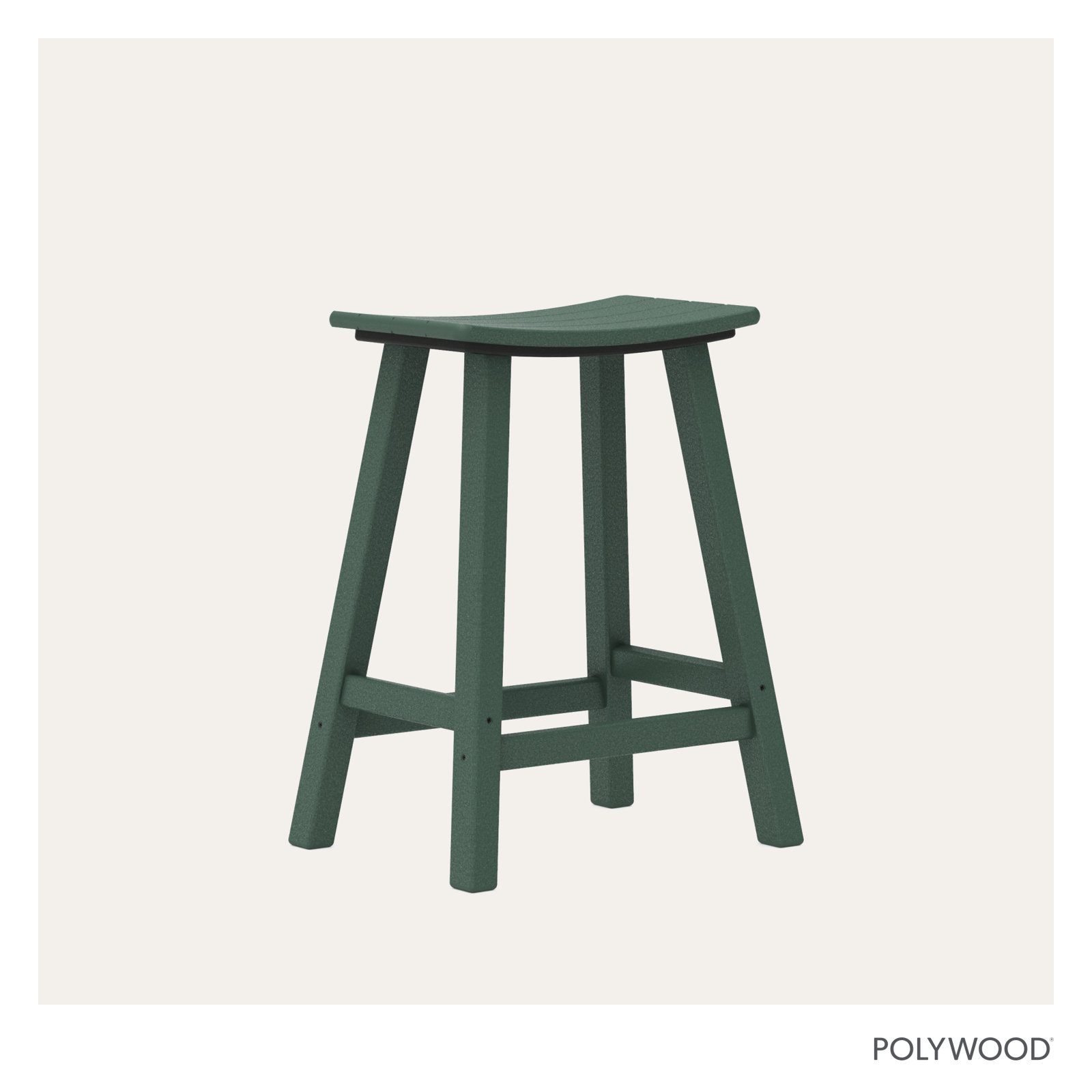 POLYWOOD Traditional Garden Patio Bar Stool, Green, 24.75" H