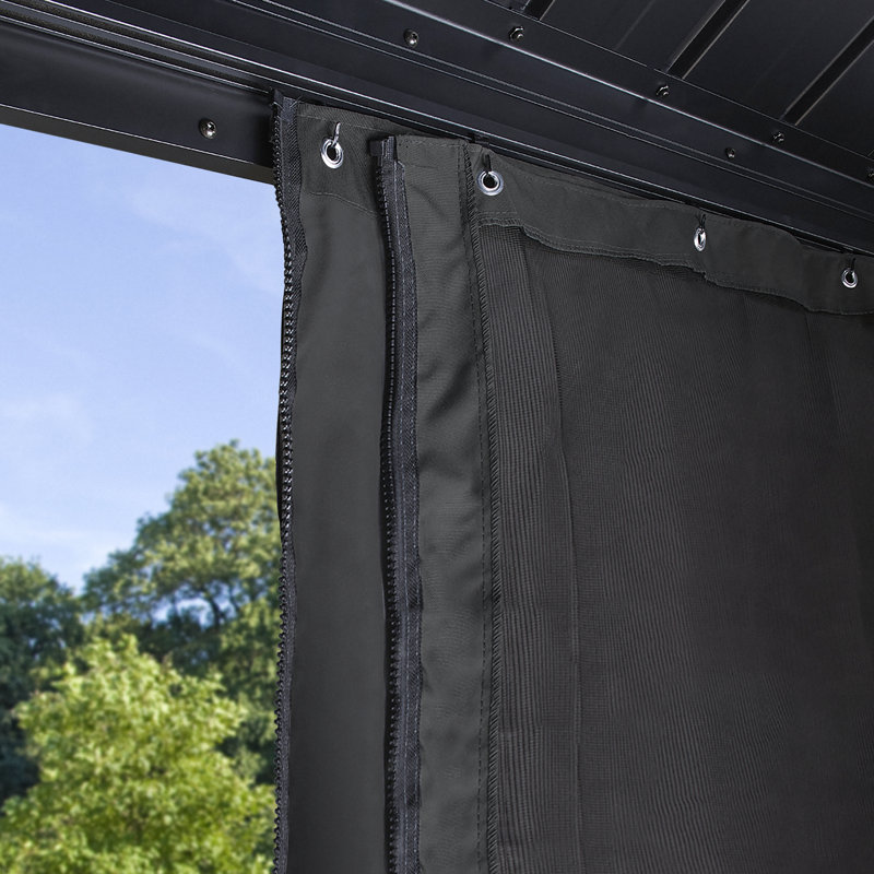 Lena Black Spun Polyester Curtains 12 ft. x 12 ft.