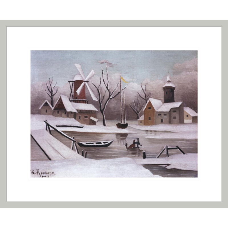 «Ice Skaters on a Frozen Pond» par Henri Rousseau, impression giclée sur cadre, 23.5" H x 28.86" W