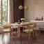 Ensemble de salle à manger élégant 7 pièces avec chaises en tonneau rembourrées et table en bois-2066436009