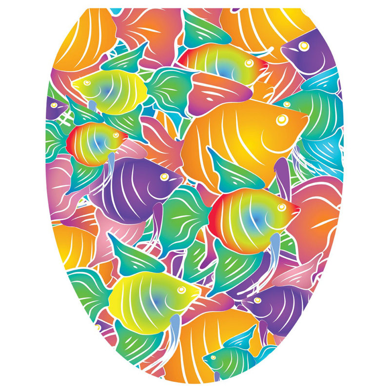 Décalcomanie de siège de toilette Beach Fish Frenzy - Toile T rapide, Allongé