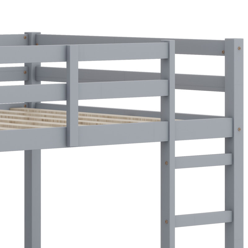 Lit mezzanine en bois avec échelle, Gris