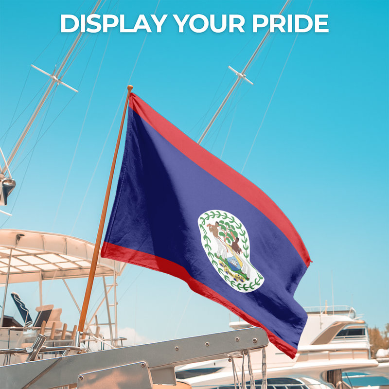 Drapeau d'extérieur du Belize (60 x 90 cm) - Polyester durable et résistant à la décoloration, double couture, œillets en laiton - Drapeau d'Amérique centrale imprimé en haute définition - Fabriqué aux États-Unis